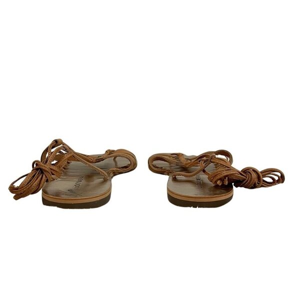 NWOT LUCKY BRAND BROWN LEATHER GLADIATOR GREEK LACE UP FLAT SANDALS - 10 (40) - Picture 3 of 11